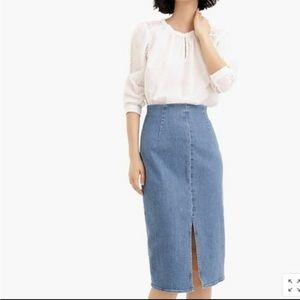 J CREW Midi Skirt in Frosty Sky Wash Size 30 NWT